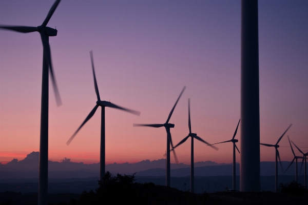 Sunset windmill wind machine Photo