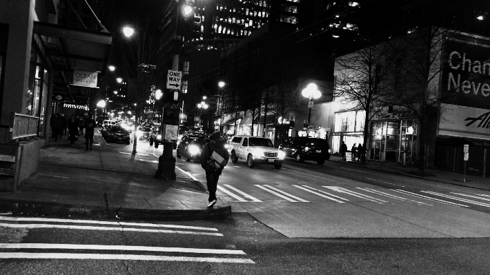 Pedestrian black and white road street Photo