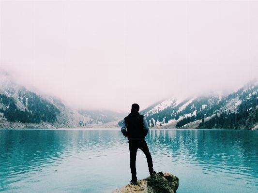 Man landscape sea water Photo