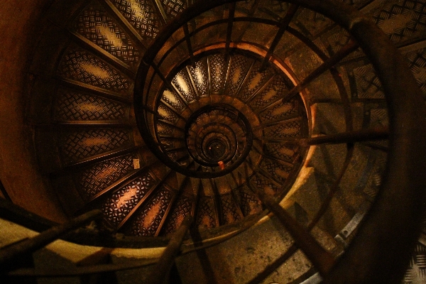 Wood stair spiral window Photo