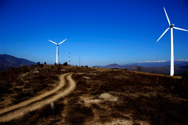 Road field prairie windmill Photo