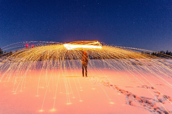 Person snow light night Photo