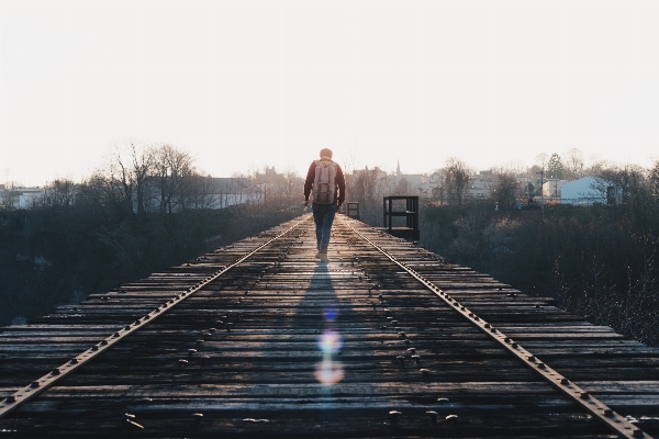 Track railway railroad sunset Photo