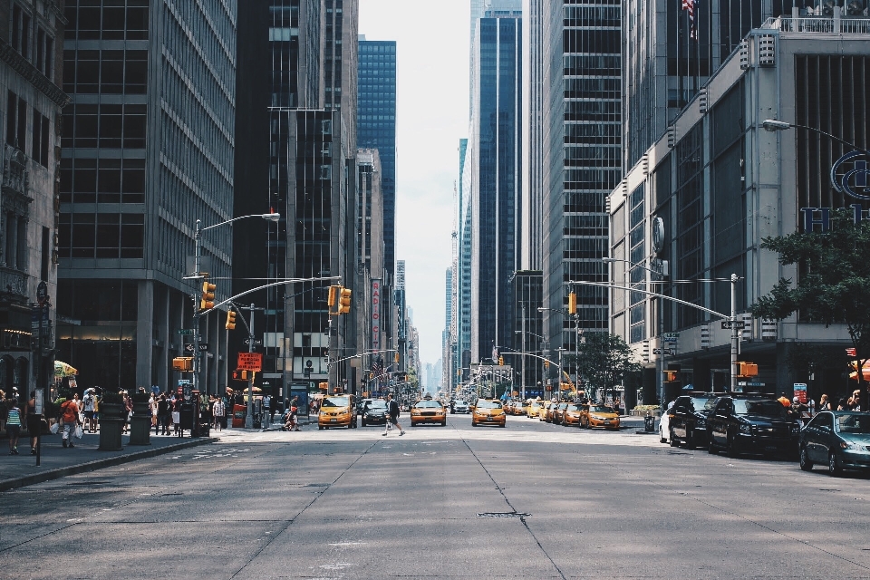 Pedestrian architecture road skyline