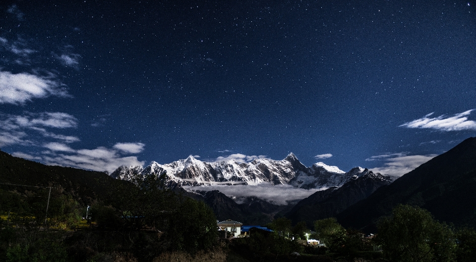 Mountain snow sky night