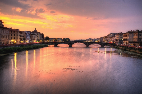 Sea sunrise sunset bridge Photo