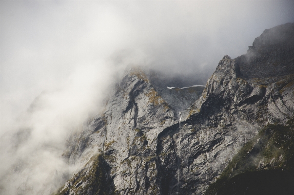 Rock berg schnee wolke Foto