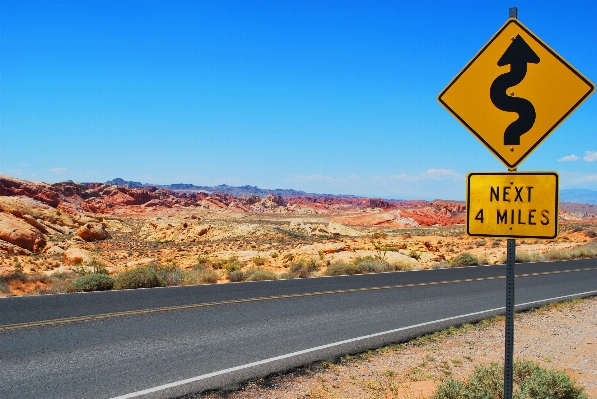 Road desert highway sign Photo