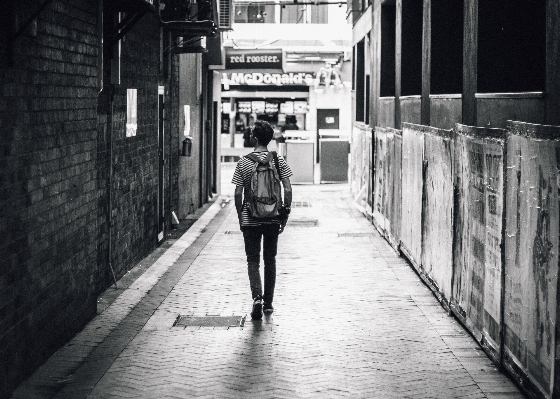 Pedestrian black and white road Photo