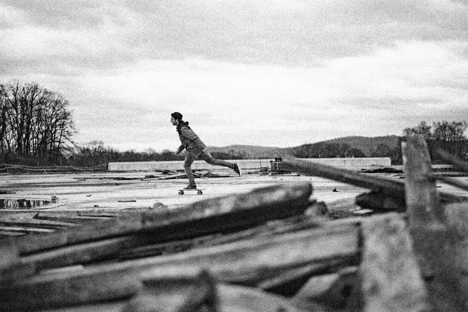 Black and white track bridge photography