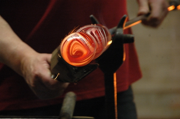 Hand man glass red Photo