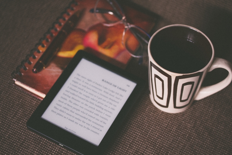 Notebook kaffee glas stift