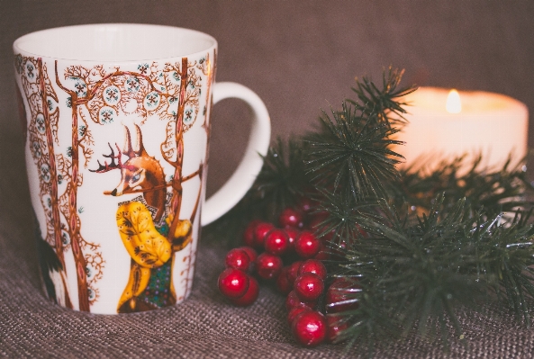 Photo Tasse vacances bougie noël