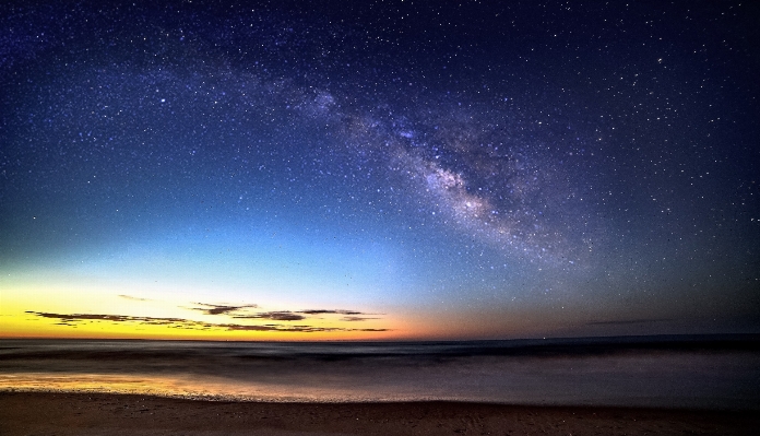 地平線 空 夜 星 写真