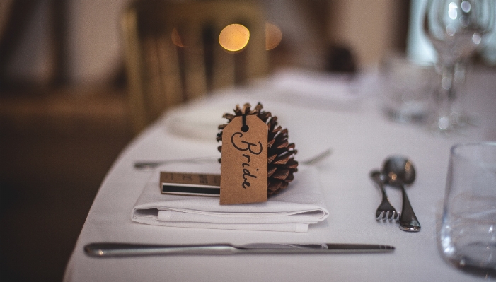 Table white pinecone lighting Photo