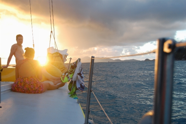 Sea sunset boat sunlight Photo