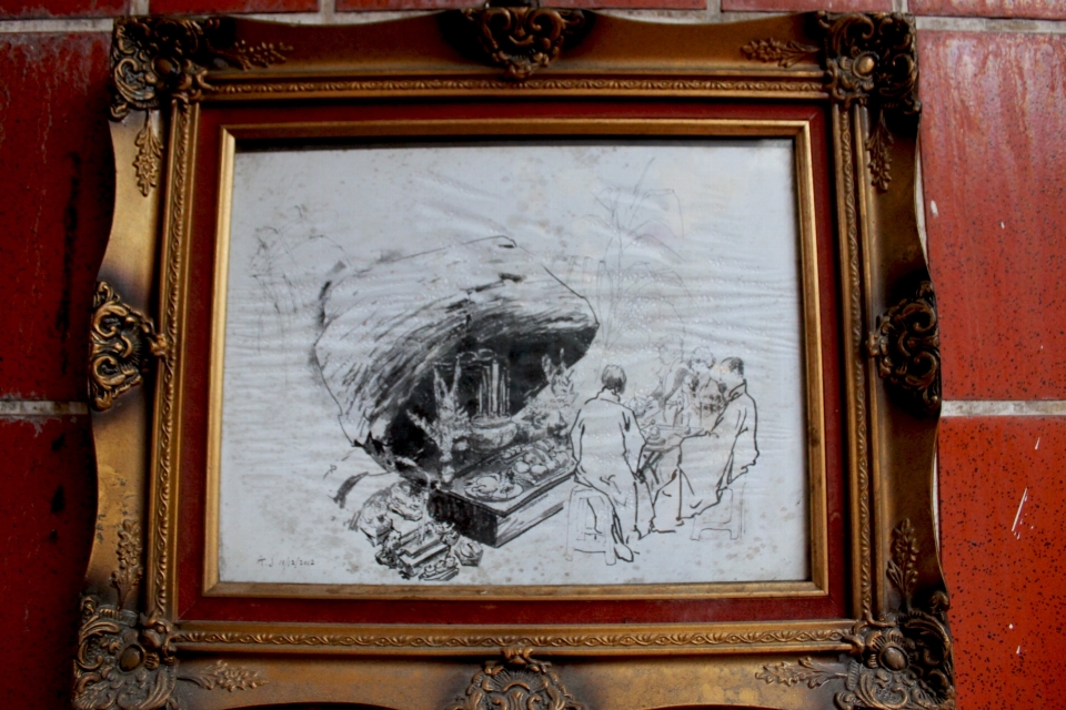 Antique window painting art