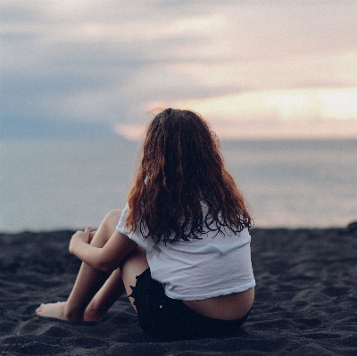 Hand beach sea sand Photo