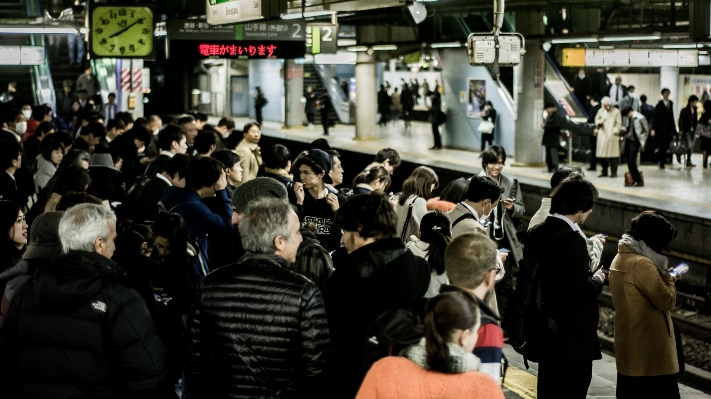 Group crowd travel public transport Photo