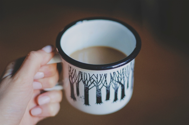 Hand coffee white tea Photo