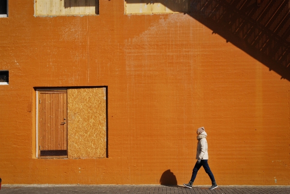 Walking person architecture wood Photo