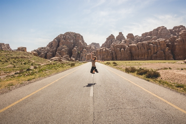 Woman road desert highway Photo