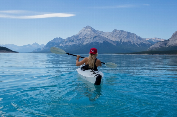 Sea water mountain woman Photo