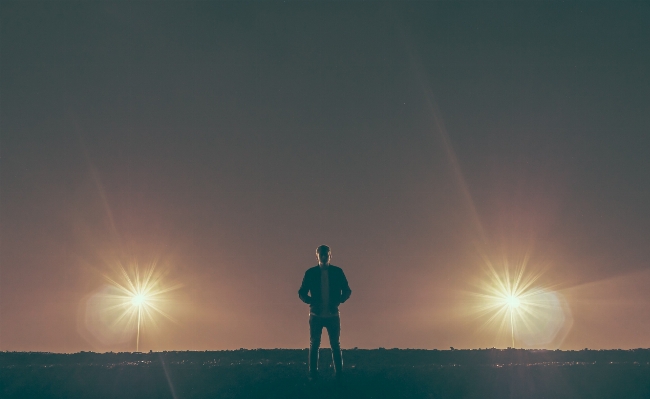 Man horizon silhouette light Photo