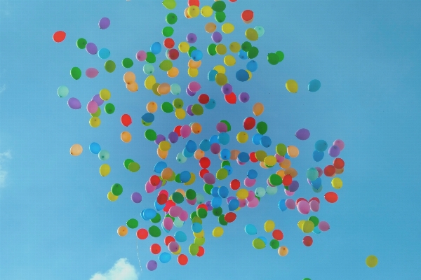 空 花弁 バルーン 熱気球 写真