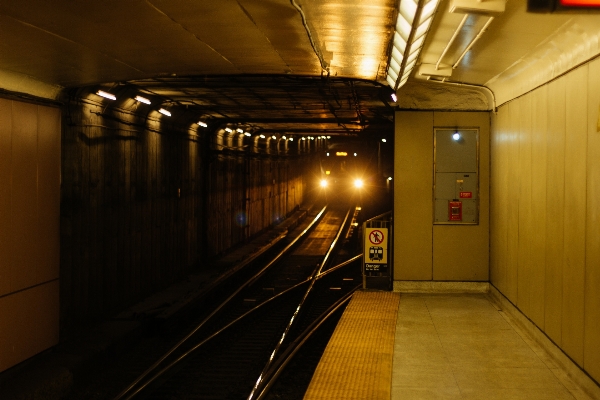 Light urban train tunnel Photo