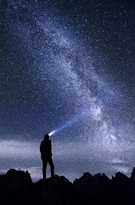 Foto Silhueta pessoa céu noite