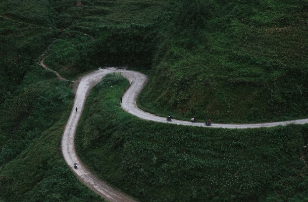 山 道 緑 曲線 写真