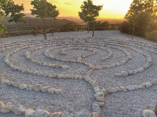 Cobblestone walkway soil labyrinth Photo