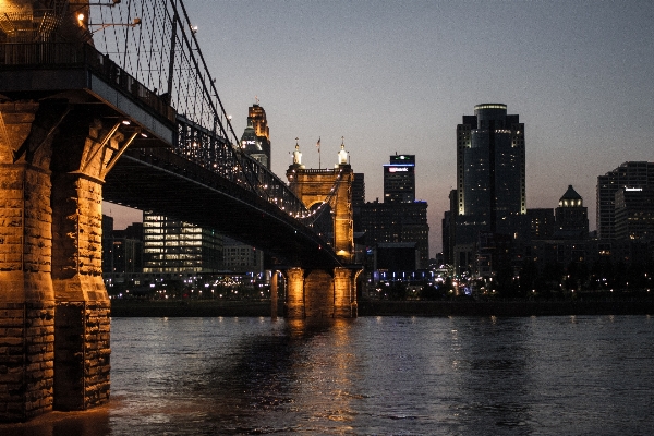 Bridge skyline night city Photo