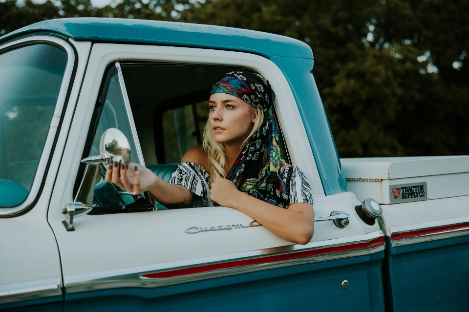 Woman boat car driving