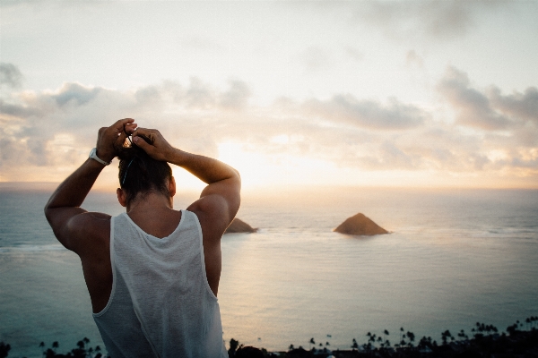 Man beach sea water Photo