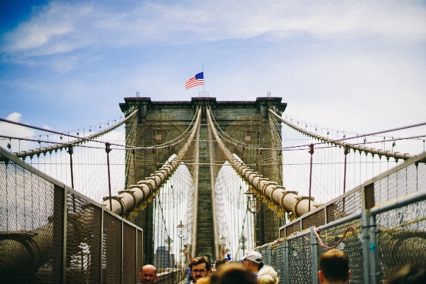 Pedestrian cloud sky bridge Photo