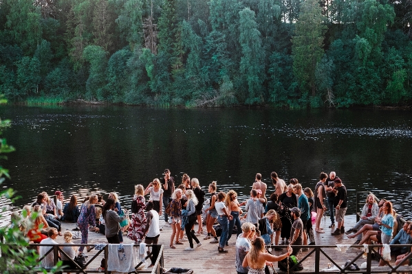 Forest person boat lake Photo