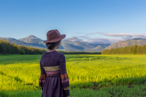 Woman field farm meadow Photo