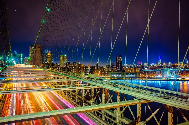 Light bridge skyline night Photo