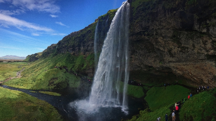 Grass rock waterfall mountain Photo