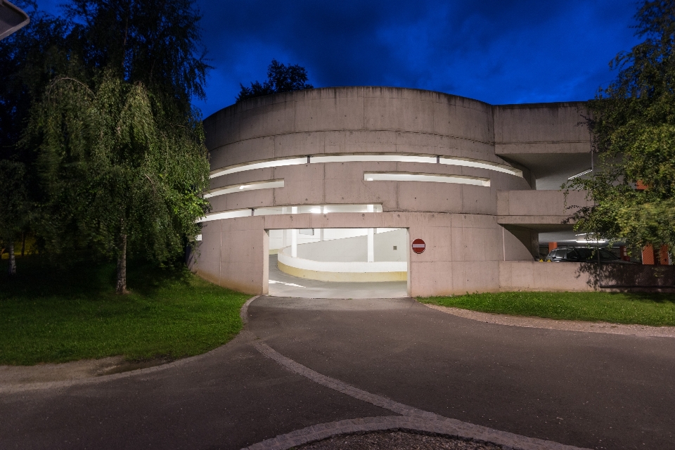 Baum licht die architektur nacht