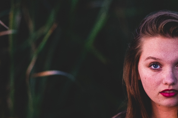 Grass woman hair brunette Photo