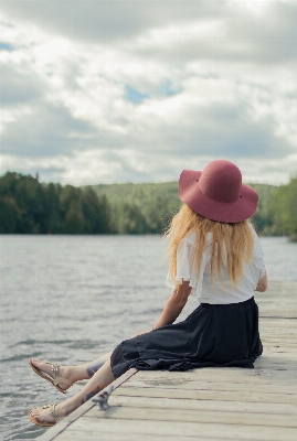 Girl woman lake model Photo