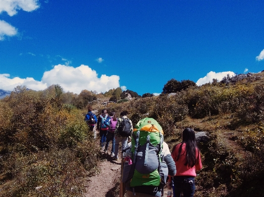 Walking mountain hiking trail Photo