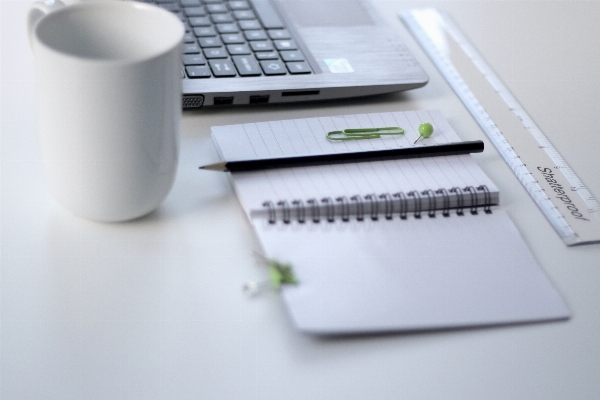 Laptop desk notebook writing Photo