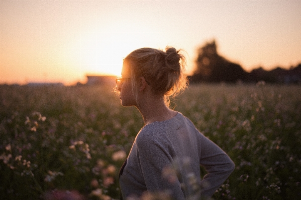 Woman hair sunset sunlight Photo