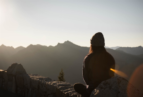 Landscape rock horizon person Photo