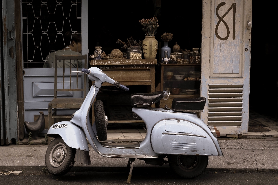 Street sidewalk motor vehicle scooter