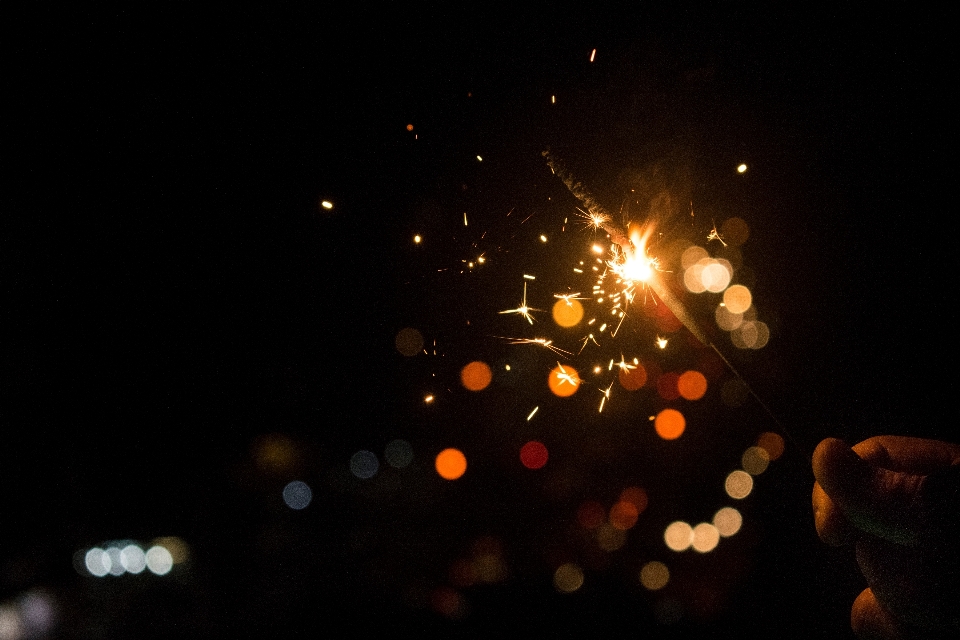 Hand light bokeh night